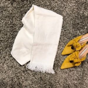 Club Monaco white linen pants fringe details